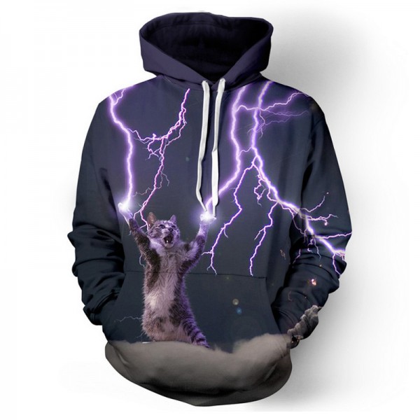 Hoodies men sweatshirt funny 3D electric shock cat hoodie novelty harajuku long sleeves brand clothing unisex pullovers S-3XL