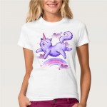 Hopuptee brand+I'm happy unicorn cat print T Shirt women's short sleeve cute tops tees