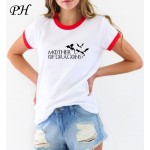 Hot 2016 T-shirt Women Game of Thrones Ringer Tee Shirt Femme Mother of Dragons T Shirt Female  Short Sleeve Cool O-neck Tops 
