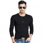 Hot 2017 New Spring Fashion Brand O-Neck Slim Fit Long Sleeve T Shirt Men Trend Casual Mens T-Shirt Korean T Shirts 4XL 5XL A005