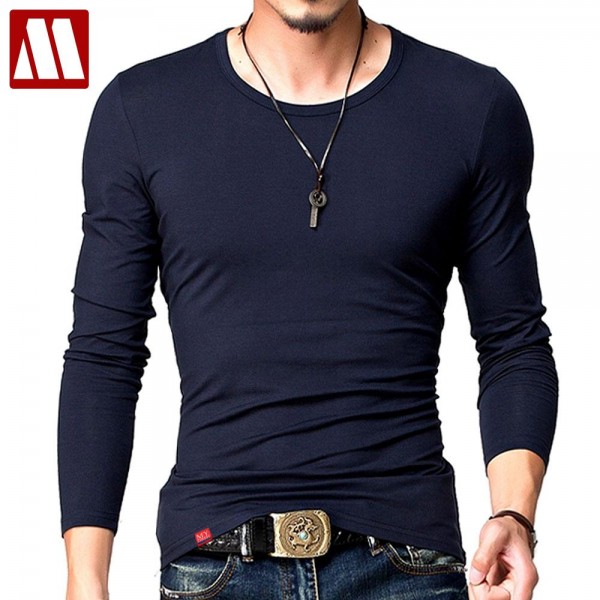 Hot 2017 New Spring Fashion Brand O-Neck Slim Fit Long Sleeve T Shirt Men Trend Casual Mens T-Shirt Korean T Shirts 4XL 5XL A005