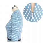 Hot 2017 summer dress Knee-Length three quarte Dot dress put on a large high-grade Sky blue and white dot dress