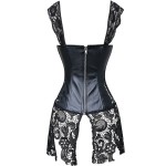 Hot Club Dress Women Sexy Clubwear Plus Size Hollow Out Leather Corset Dress Lace Embroidery Zip Back Dresses