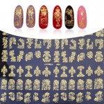 Hot Gold 3D Nail Art Stickers Decals,108pcs/sheet Top Quality Metallic Flowers Mixed Designs Nail Tips Accessory Decoration Tool