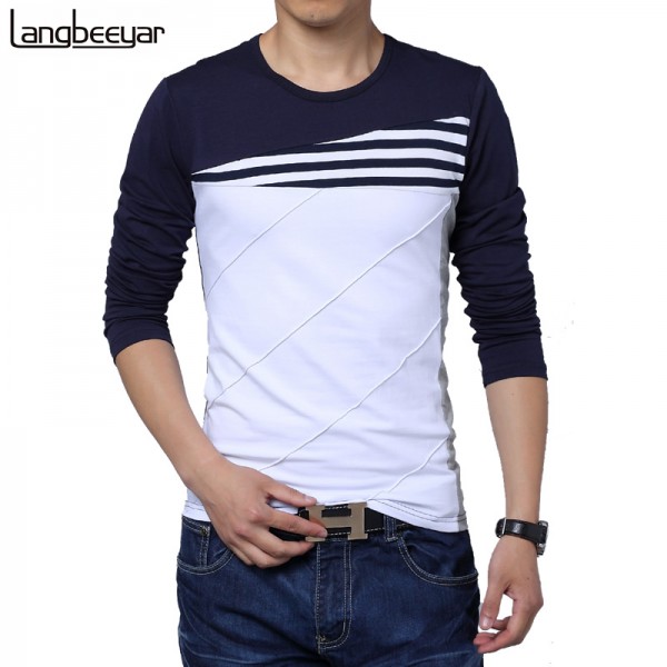 Hot Sale 2017 New Fashion Brand O-Neck Trend Long Sleeve T Shirts Men Slim Fit Cotton High-quality Casual Men T-Shirt 4XL 5XL