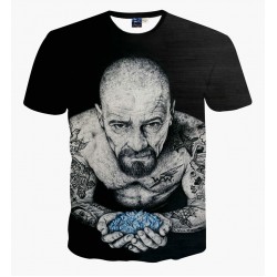 Hot Sale Tops Tees Short Sleeves T shirt Men O-Neck Black With Whole Body Tattoo Old Man Printed Hip Hop T-shirt Breaking Bad