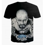 Hot Sale Tops Tees Short Sleeves T shirt Men O-Neck Black With Whole Body Tattoo Old Man Printed Hip Hop T-shirt Breaking Bad