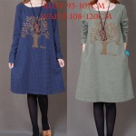 Hot Sale Winter women dress clothes Korean loose plus size dress long-sleeved o-neck embroidered large size winter dress vestido