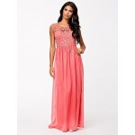 Hot Sell Women Summer Sleeveless White Top Crochet Sexy Lace Chiffon Maxi Dress Vestidos free shipping