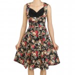 Hot Selling 1950s 50s Retro Style Sleeveless Party Swing Dress Flowers Print Floral Dresses Women Vintage Knee-Length Vestidos