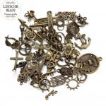 Hot Selling Mixed 50pcs/Lot Assorted Carved Charms Pendants Beads Metal Alloy Pendant Plated Antique Bronze Diy Bead F2677D