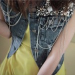 Hot Selling!Fashion Womens Sequin Bead Chain Denim Sleeveless Waist Jacket Outerwear Jean Vest
