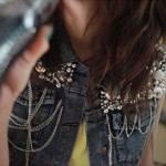 Hot Selling!Fashion Womens Sequin Bead Chain Denim Sleeveless Waist Jacket Outerwear Jean Vest