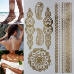 Hot Temporary tattoo Gold tattoo Flash Tattoos Leaf Tatoos Metallic Sex Products jewelry Henna Tatouage Body art  tatto stickers