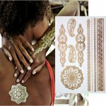 Hot Temporary tattoo Gold tattoo Flash Tattoos Leaf Tatoos Metallic Sex Products jewelry Henna Tatouage Body art  tatto stickers
