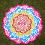 Hot Women Chic Tassel Indian Mandala Tapestry Lotus Printed Bohemian Beach Towel Yoga Mat Sunblock Round Bikini Cover-Up Blanket