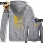 Hot anime Attack on titan Gold color printing freedom wing logo zipper hoodies warm hoodies  ac268