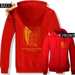 Hot anime Attack on titan Gold color printing freedom wing logo zipper hoodies warm hoodies  ac268