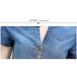 Hot sale 2017 new summer denim dress women loose fashion jean dress lady slim short sleeve plus size TY5071