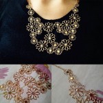 Hot sale Brand Design western style Multilayer Pendants Rhinestone gold color hollow flowers necklace jewelry statement