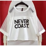 Hot sale Women Harajuku Shirts Summer Young Transparent Crop Top Gauze Patchwork Letter Printed Shorts Japan lolita T-shirts