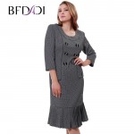 Hot sale Women's dresses Autumn Casual Work dress Small Plaid Vintage Pleated Flounced hem Mid-Calf derss Plus size XL-6XL 99652