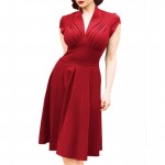 Hot sale summer new Vintage Retro Dress Hepburn style V-neck Vestidos dress Short sleeve big tutu dress