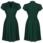 Hot sale summer new Vintage Retro Dress Hepburn style V-neck Vestidos dress Short sleeve big tutu dress