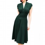 Hot sale summer new Vintage Retro Dress Hepburn style V-neck Vestidos dress Short sleeve big tutu dress