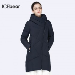 ICEbear 2016 European And American Casual Regular Jacket Oblique Zipper New Winter Bio Down Light  Womens Parka Coat 16G631D