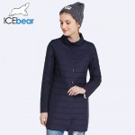 ICEbear 2017 Single Breasted Side Pockets With Closed Zipper Spring Jacket Women Coat Cotton Padded Slim Jacket Coat 17G298D