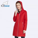 ICEbear 2017 Spring Autumn Long Cotton Women's Coats With Hood Fashion Ladies Padded Jacket Parkas For Women 17G292D