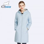 ICEbear 2017 Spring Autumn Long Cotton Women's Coats With Hood Fashion Ladies Padded Jacket Parkas For Women 17G292D