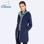 ICEbear 2017 Womens Coat High Quality Autumn And Spring Long Trench Coat For Women Windbreaker Hat Detachable 17G116D