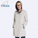 ICEbear 2017 Womens Coat High Quality Autumn And Spring Long Trench Coat For Women Windbreaker Hat Detachable 17G116D