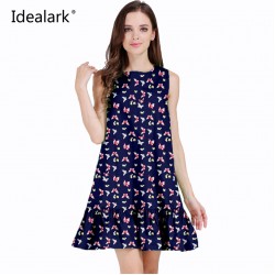 Idealark 100% cotton ukraine New 2017 O-Neck summer Women Dress Sleeveless Casual summer Dresses WC0588