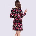 Idealark Plus Size Women Clothing Spring Fashion Flower Print Dress Ladies Long Sleeve Casual Autumn Dresses Vestidos WC0592