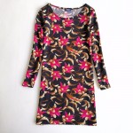 Idealark Plus Size Women Clothing Spring Fashion Flower Print Dress Ladies Long Sleeve Casual Autumn Dresses Vestidos WC0592