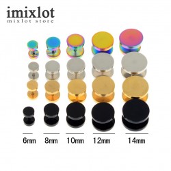 Imixlot 2Pcs 4Colors Surgical Steel Fake Cheater Ear Plugs Gauge Earrings Body Jewelry Pierceing 6-14mm