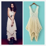 Irregular Lace Dress Boho Hippie Style Asymmetrical Embroidery Sheer Long Dresses Double Layered Ruffled Trimming Low No Lining