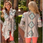 Irregular Long-sleeved Cardigan Jackets Coats Women Printing Spring Autumn Thin Open Stitch Coat AWC0036