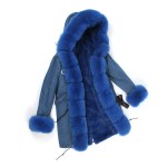 JAZZEVAR Women's Army Green Luxury Large Fox Fur Collar Cuff Hooded Coat Parkas Outwear Camouflage long Winter Jacket coat