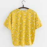 JKKUCOCO Nice Flowers Cotton T-shirt Women t shirt front short back long short Sleeve Casual T shirt Women t-shirt Hot Tops Tees