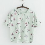 JKKUCOCO Nice Flowers Cotton T-shirt Women t shirt front short back long short Sleeve Casual T shirt Women t-shirt Hot Tops Tees