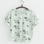 JKKUCOCO Nice Flowers Cotton T-shirt Women t shirt front short back long short Sleeve Casual T shirt Women t-shirt Hot Tops Tees