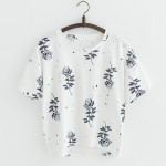 JKKUCOCO Nice Flowers Cotton T-shirt Women t shirt front short back long short Sleeve Casual T shirt Women t-shirt Hot Tops Tees