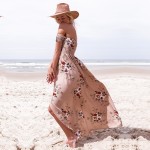 JRQIOT 2017 new women sexy side split summer dress off shoulder Vintage print maxi dress women beach dress vestidos plus size