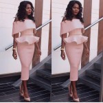 JRRY Casual Slash Neck Ruffles Zippers Back Women Dresses Summer Hot Selling Bandage Dress Vestidos