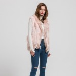 Jancoco Max 2017 New M/L/XL Rabbit Real Fur Vest Raccoon Fur Collar Women Winter Fashion Gilet Waistcoat Ladies Coat  S1700