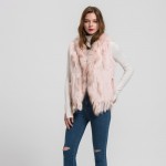 Jancoco Max 2017 New M/L/XL Rabbit Real Fur Vest Raccoon Fur Collar Women Winter Fashion Gilet Waistcoat Ladies Coat  S1700